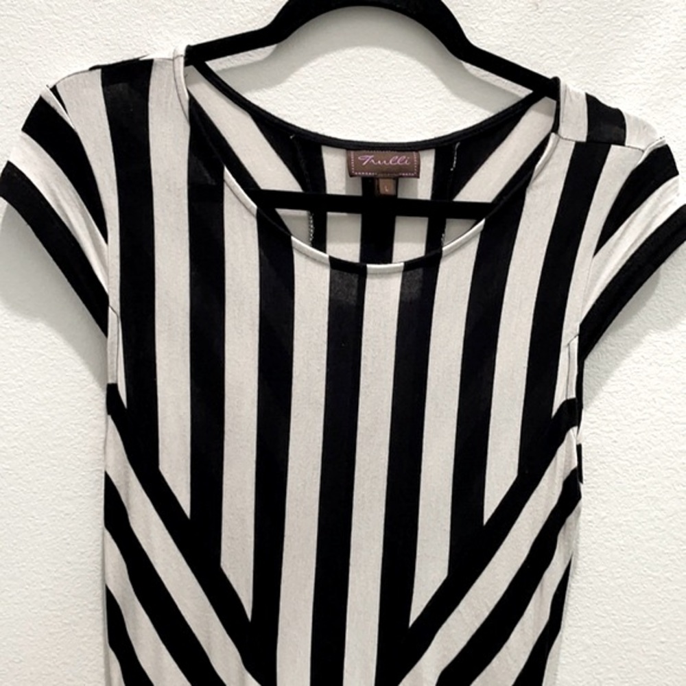 Long black and white striped Maxi dress